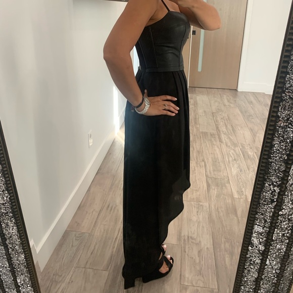 BCBG BLACK LEATHER STRAPPY SRESS HIGH LOW - Picture 3 of 7